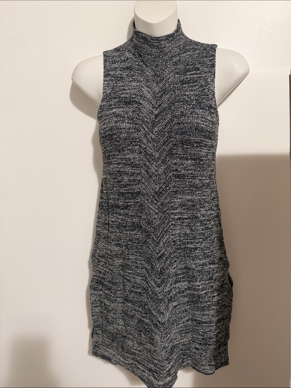 Dynamite Cable Knit Long Vest in Grey and Black with side slit